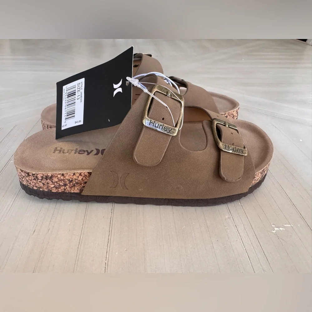 Hurley - Jameer Little Kid Unisex Footbed Sandals - Tan Size 13 NWT